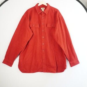 VTG L.L.Bean Cotton Heavy Flannel Shirt Jacket Button Long Sleeve Red XL Utility
